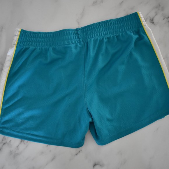 Reebok teal athletic shorts with yellow and white mesh stripes Y2K vibes - Picture 4 of 4